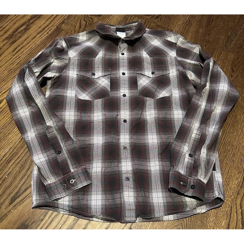 Patagonia Shirt Mens Medium Red Button Down Long Sleeve Plaid Western Outdoors